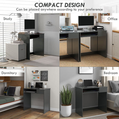 Rami 80cm Grey Compact Study Desk With Keyboard Tray And Drawer Storage