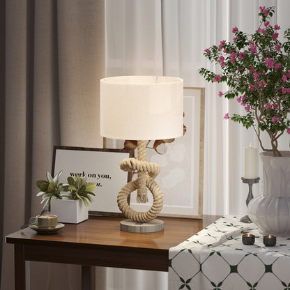 Releta Metal And Fabric Nautical LED Table Lamp With USB Charging Port