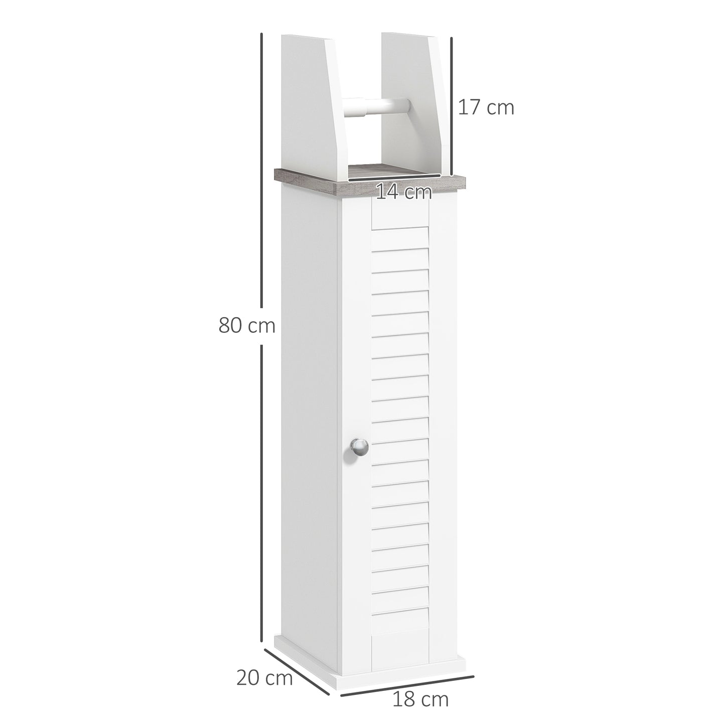 Semike Slim Bathroom Floor Storage Cabinet With Toilet Roll Holder Cupboard And Adjustable Shelving White