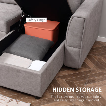 Kaba Fabric Light Grey 3 Seater Sofa Bed With Hidden Storage