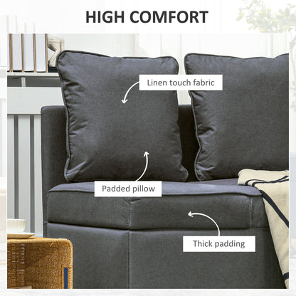 Lomo Fabric Grey 3 In 1 Convertible Single Sofa Bed With Magazine Pocket