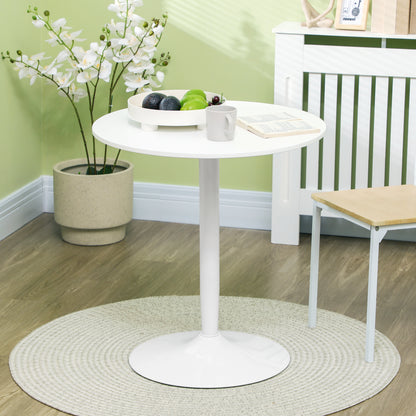 Dimi Metal White Minimal Round Dining Table For 2 70cm