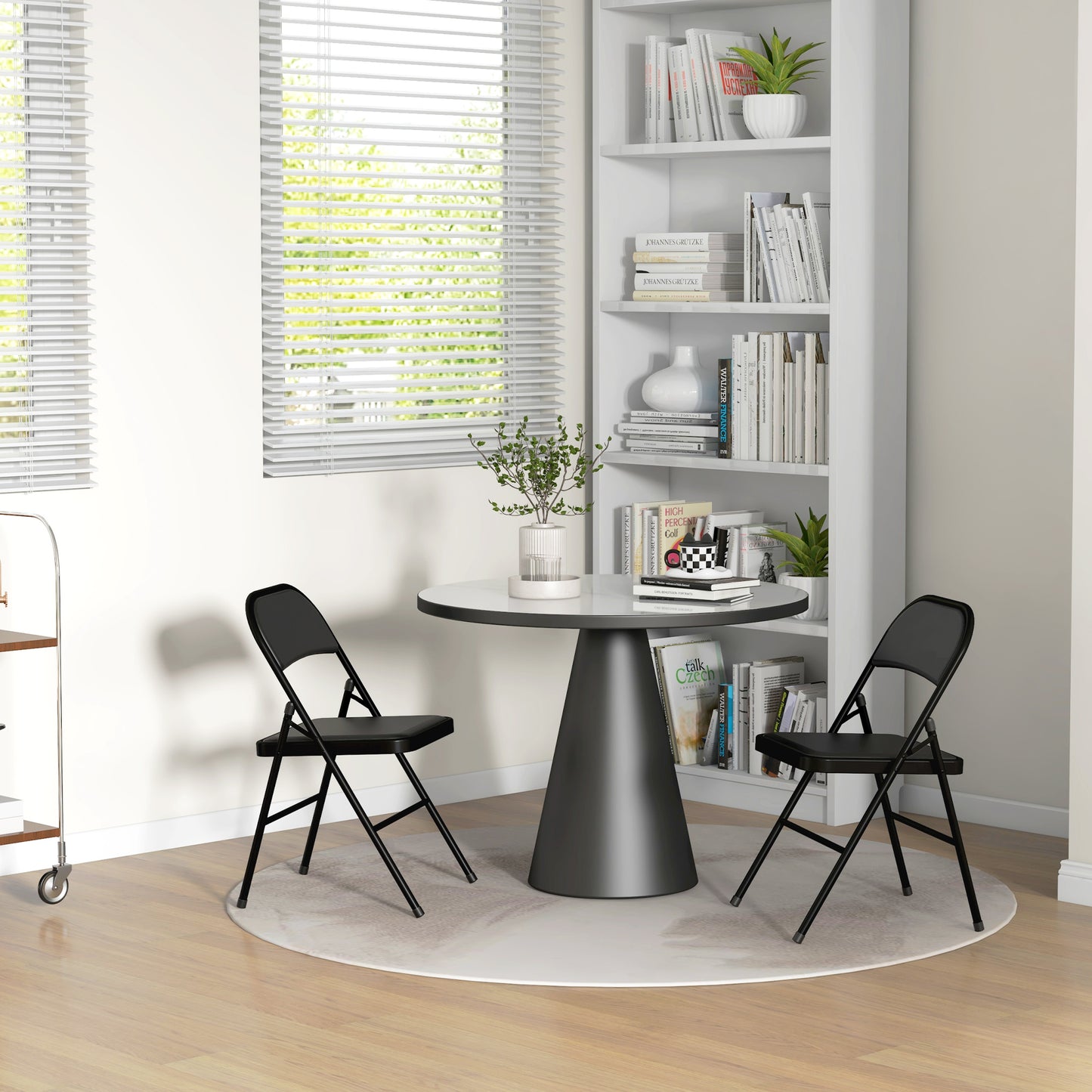 Dihaka Metal And Fabric Black Cushioned Folding Chairs Set Of 2