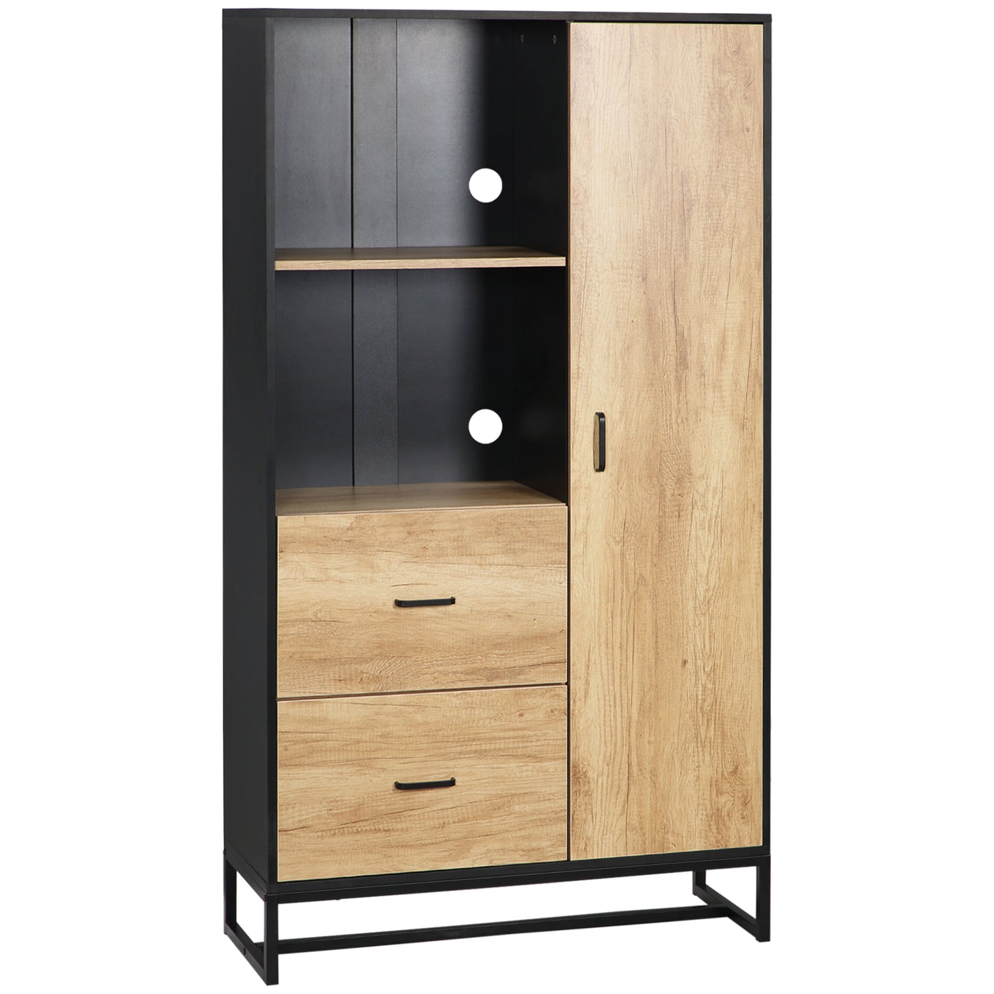 Halefi 160cm Wooden White Tall Kitchen Pantry Cabinet Adjustable Shelves Drawers And Door