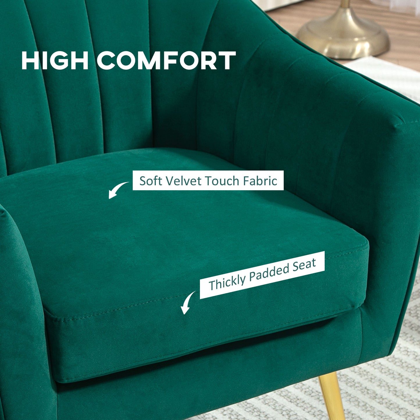 Rico Nota Velvet Forest Green Shell Back Accent Chair