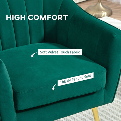 Rico Nota Velvet Forest Green Shell Back Accent Chair