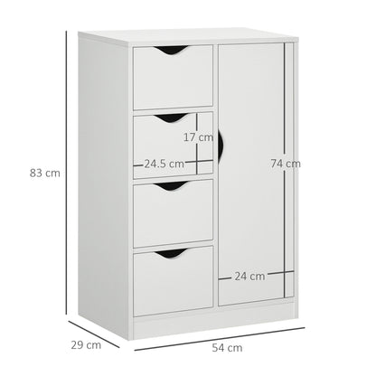 Sopake White Freestanding Storage Cabinet With 4 Drawers And Lower Cupboard
