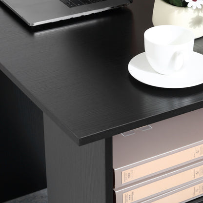 Fasasa 120cm Black Home Office Desk With 3 Shelves And 3 Drawers