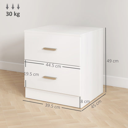 Kefa Yoka White Modern Bedside Table With 2 Drawer Storage