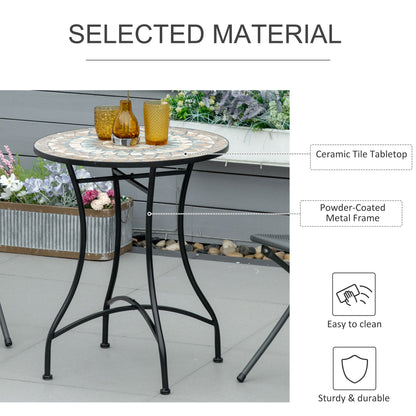 Nafiro Metal Green Round Mosaic Outdoor Patio Bistro Table