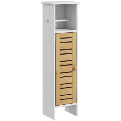 Nohaba White Bathroom Storage Cabinet With Integrated Toilet Roll Holder