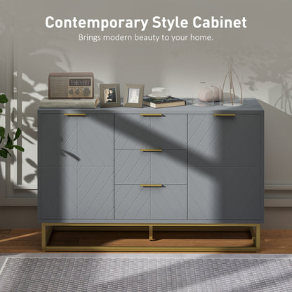 Veli Grey Sideboard With 3 Drawers 2 Doors 2 Sehelves