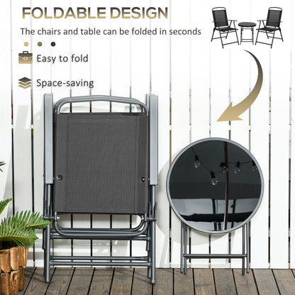 Zivino Glass And Metal Black 3 Piece Garden Seating Set With Table And Chairs