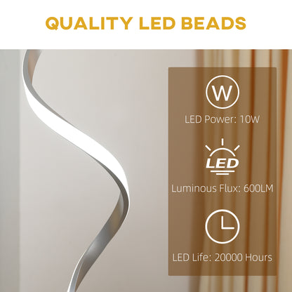 Marimba Metal Silver Dimmable Spiral Floor Lamp With Adjustable Brightness And Square Base