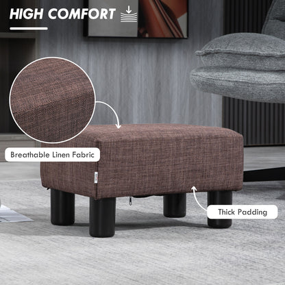Fata Linen Brown Cube Footstool With 4 Plastic Feet