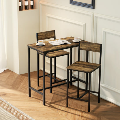 Torakeno 3 Piece Industrial Bar Table And 2 Stool Set For Compact Spaces