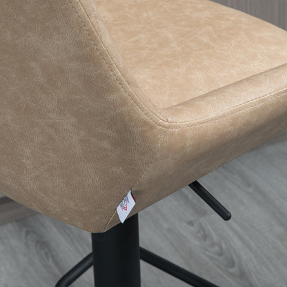 Nihano Fabric Light Khaki Adjustable Retro Bar Stools Set Of 2 With Swivel Seats