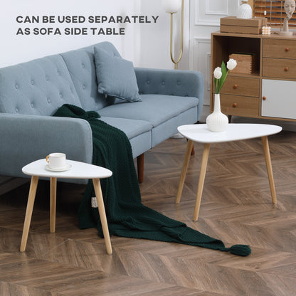 Nolura Wood White Set Of 2 Nesting Side Tables With Solid Wood Legs
