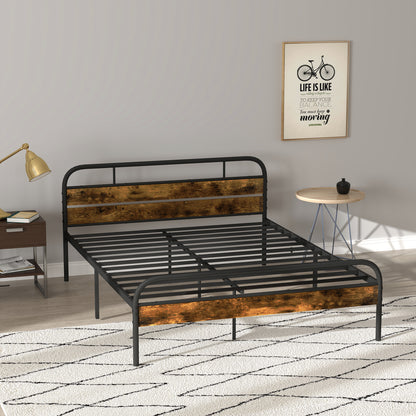 Vizi 5FT Industrial Metal King Bed Frame Black and Brown