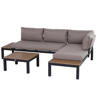 Maha 4 Seater Garden Furniture Set with Corner Sofa Coffee Table and Side Tables