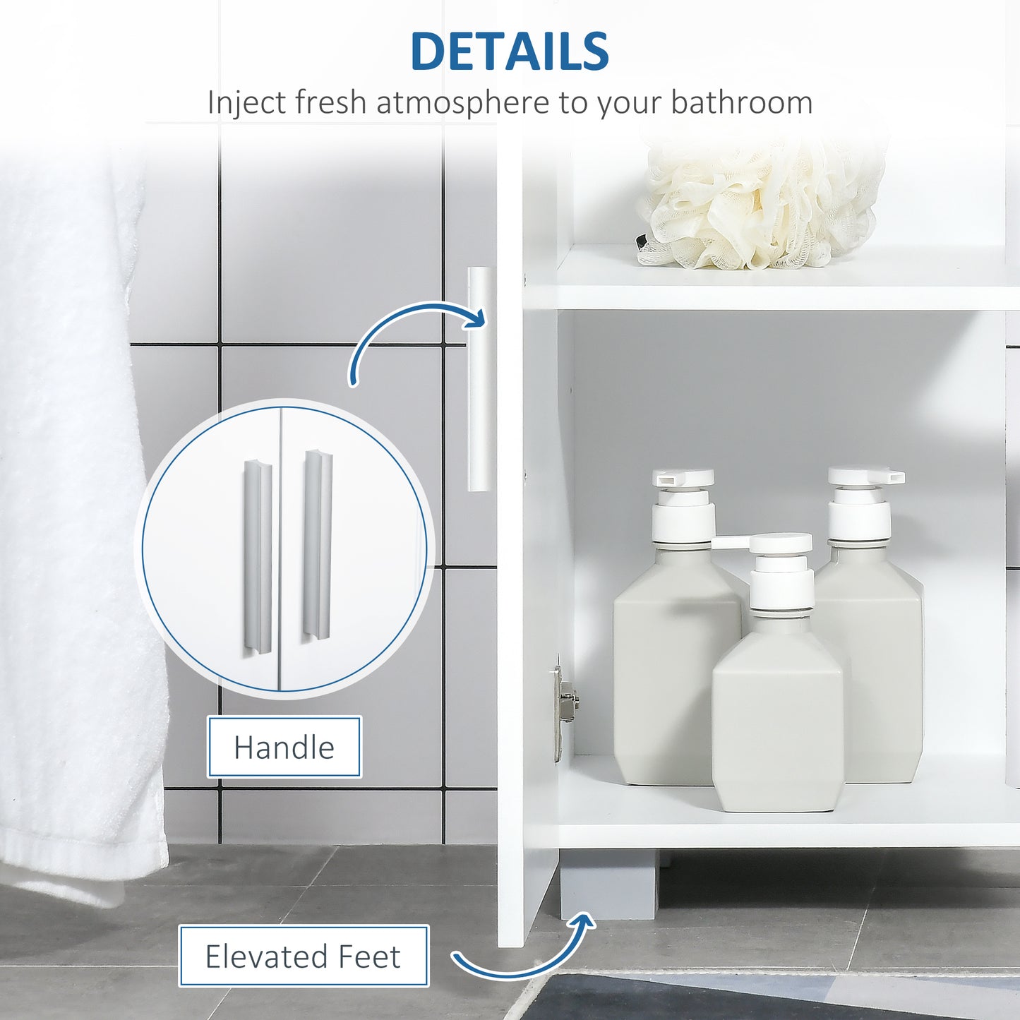Zilusa White Fauxdestal Sink Vanity Cabinet With Double Doors And Adjustable Shelves