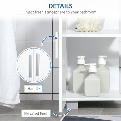 Zilusa White Fauxdestal Sink Vanity Cabinet With Double Doors And Adjustable Shelves