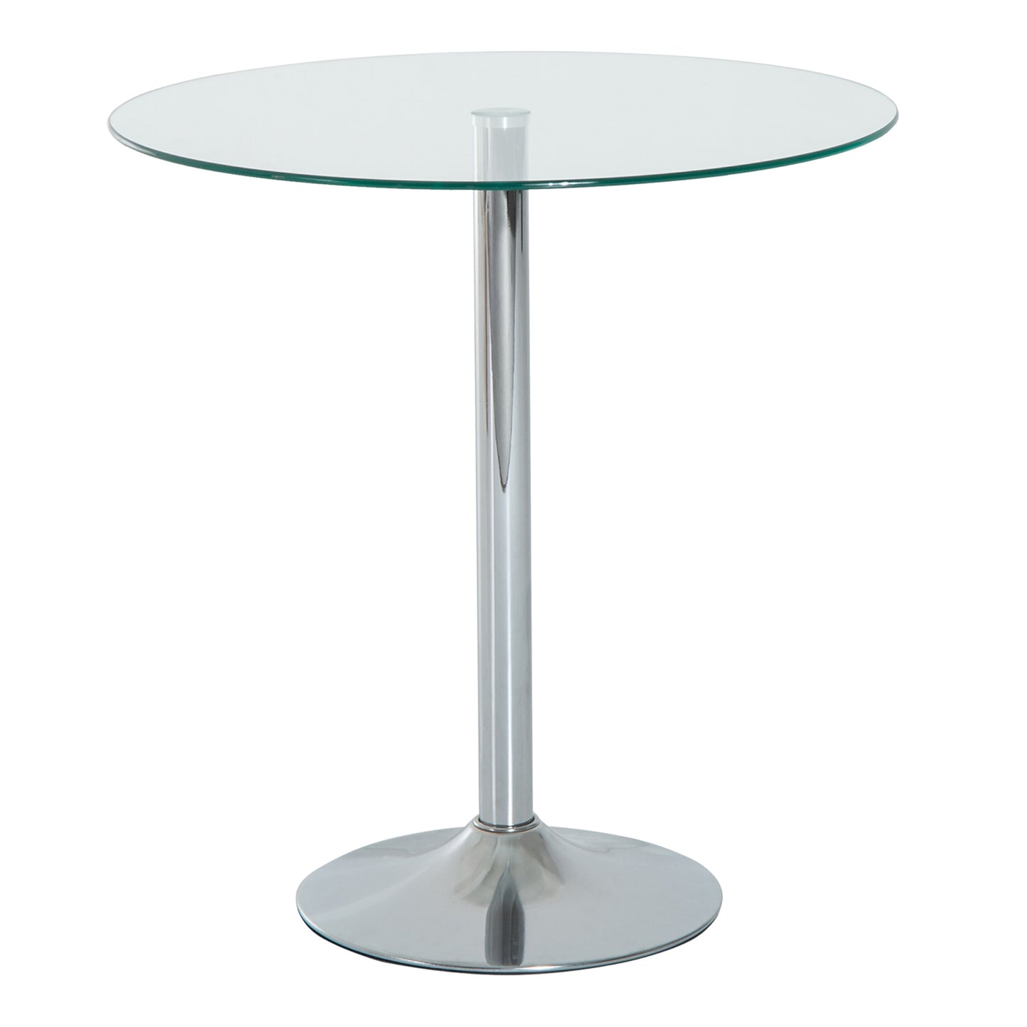 Diliha Metal And Glass Clear Round Dining Table With Steel Base For Compact Spaces