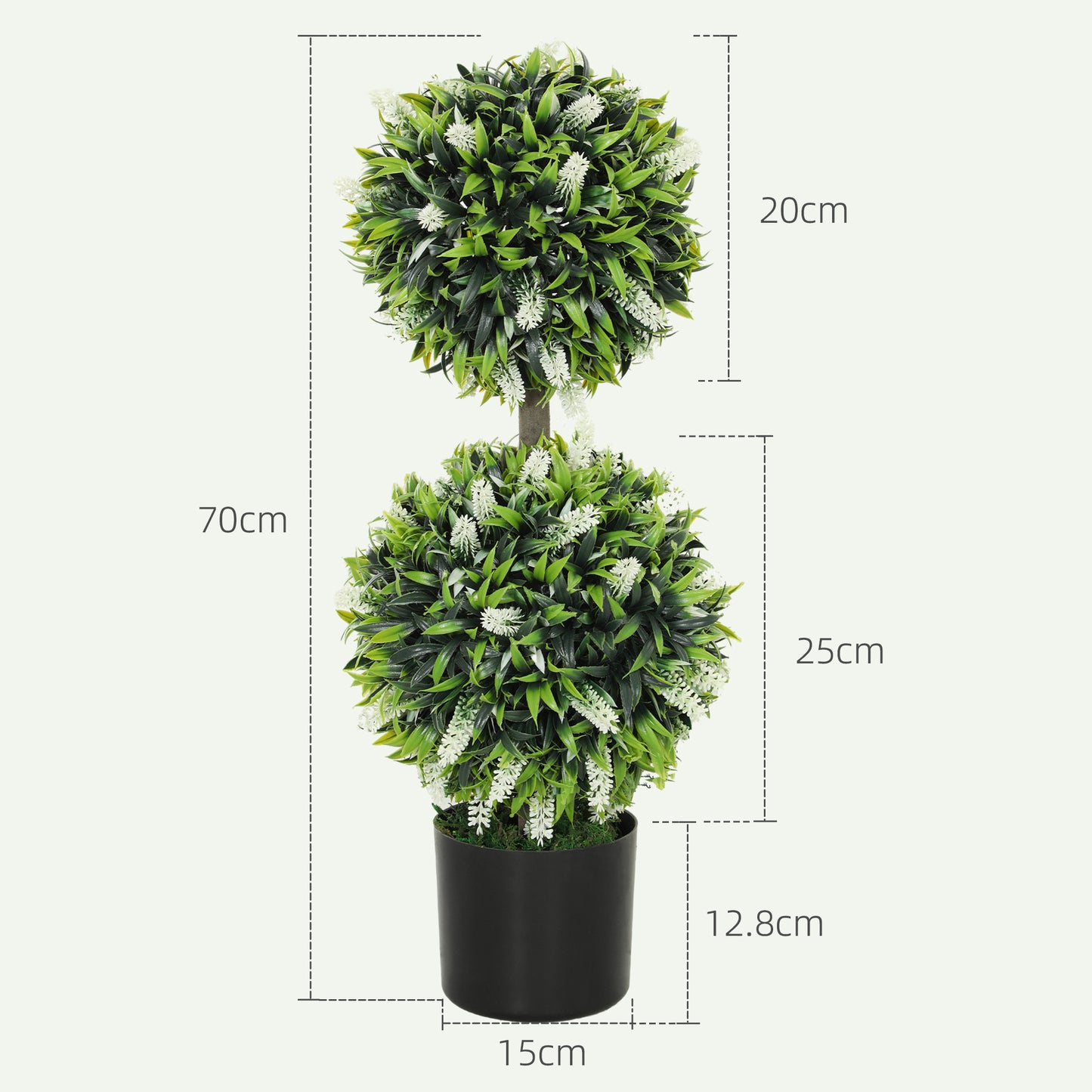 Kelola Set Of 2 Artificial Lavender Flower Ball Trees In Pots H8 70cm White