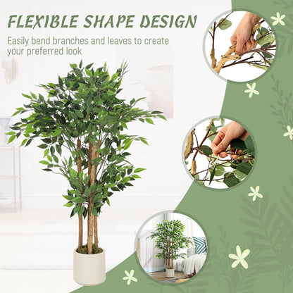 Rokalo Artificial Ficus Style Tree With Solid Trunk Detail In Pot 120cm Green