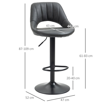 Dova Lure Faux Leather Grey Swivel Bar Stools Set Of 2 With Backrest And Footrest