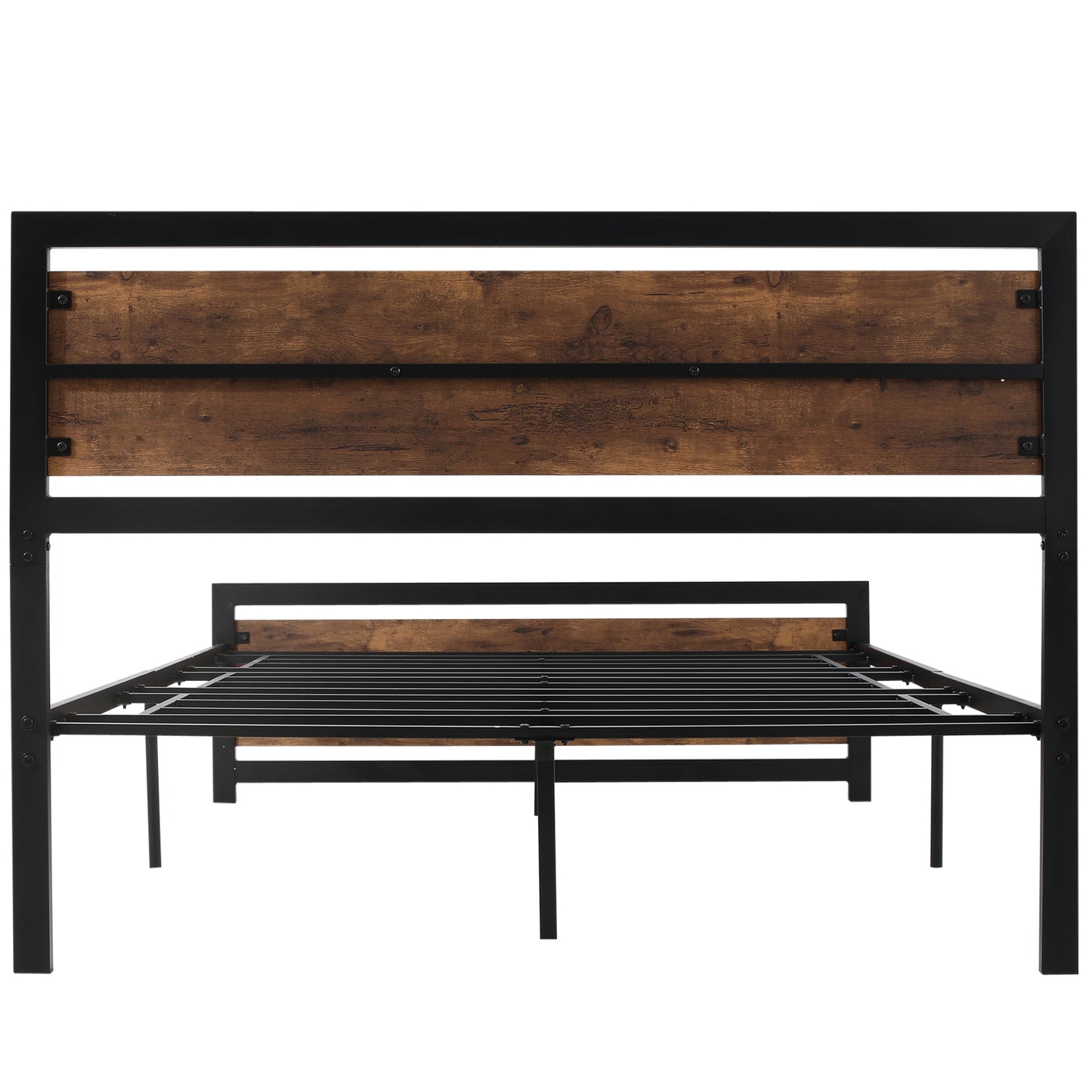 Vatoni 4FT6 Rustic Double Metal Bed Frame With Headboard and Footboard