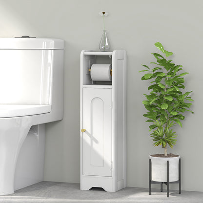 Luluno Compact Bathroom Storage Cabinet With Toilet Roll Holder White