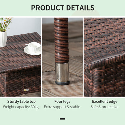 Varilu Brown Rattan Outdoor Coffee Table With Woven Top
