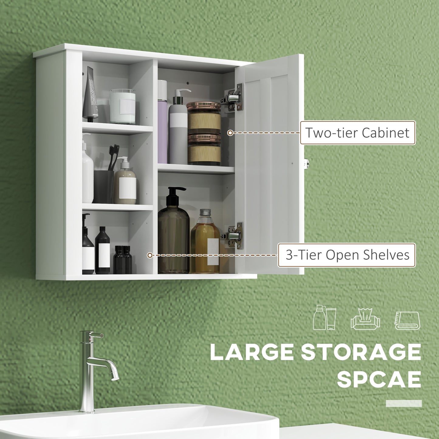Norayo Minimal White Bathroom Storage Cabinet With Clean Line Design