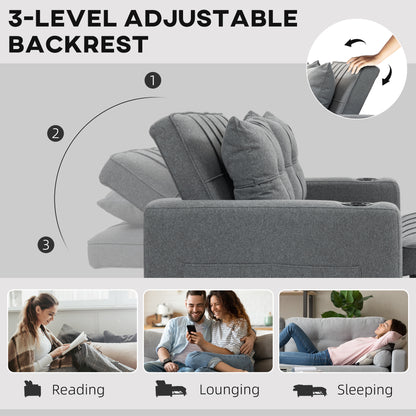 Rireel Diha Dark Grey Upholstered 2 Seater Pull Out Sofa Bed