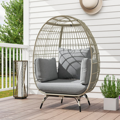 Tomova Grey Rattan Rope Grey Egg Chair with Cushions And Matching Pillows