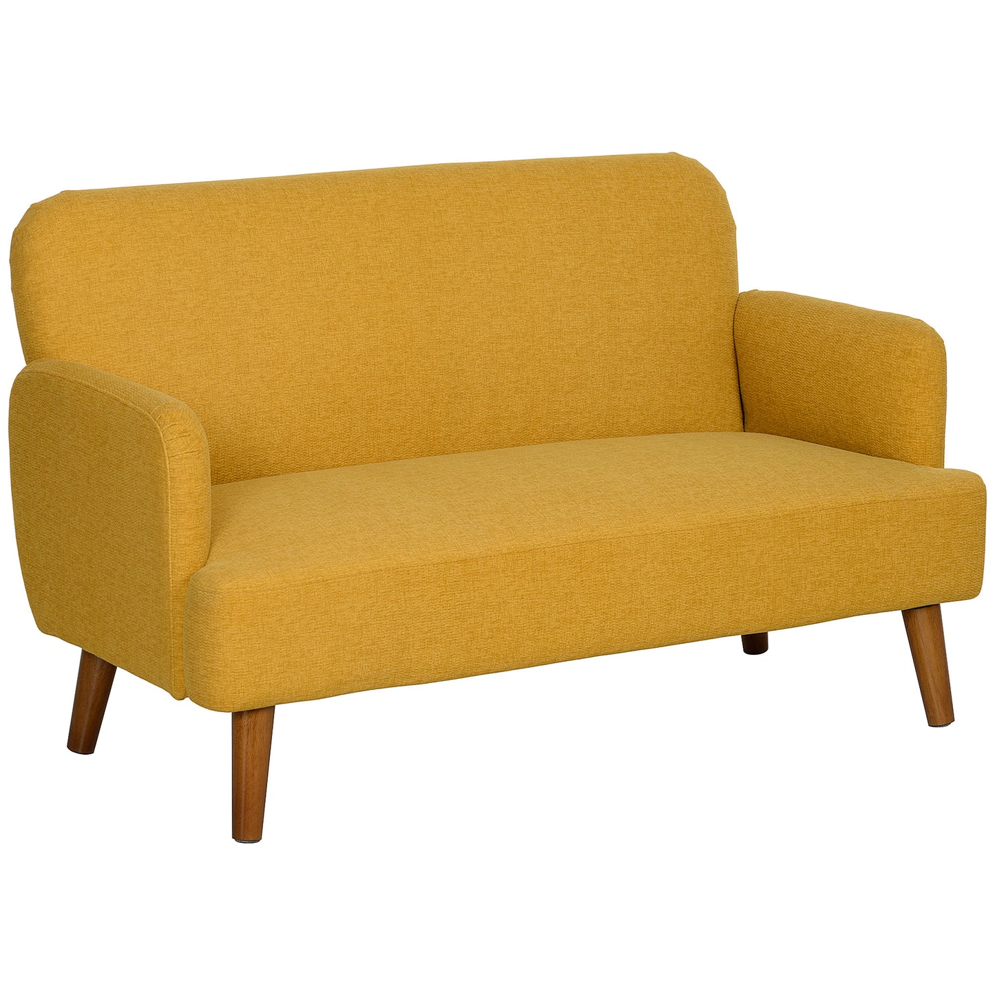 Rorore Yoro Velvet Yellow Compact 2 Seater Sofa With Extra Thick Padding And Wooden Legs