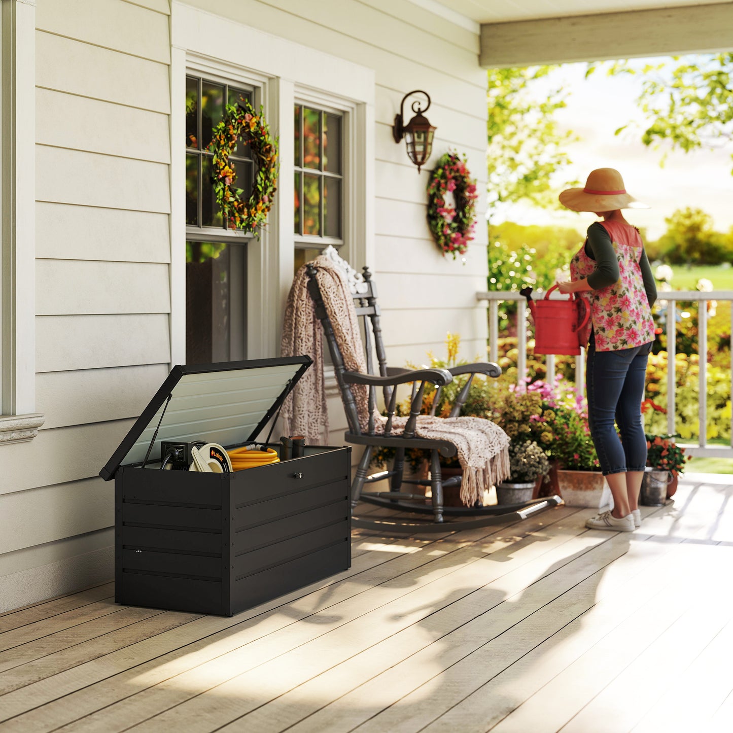 Ronamo Dark Grey Galvanised Steel Garden Storage Box 311 Litre