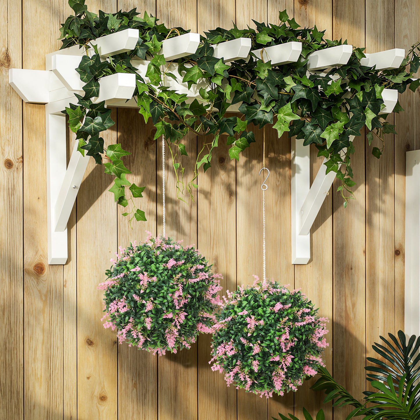 Rari Set Of 2 UV Resistant Artificial Topiary Ball Plants In Pink