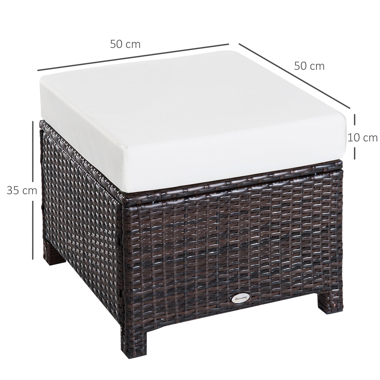 Molo Rattan Brown Square Outdoor Footstool With Padded Cushion