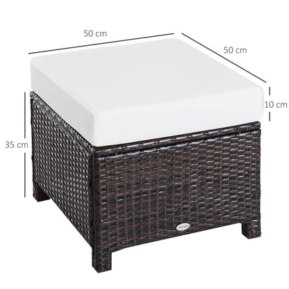 Molo Rattan Brown Square Outdoor Footstool With Padded Cushion