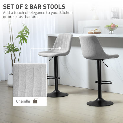 Cokeri Chenille Grey Tub Style Bar Stools Set Of 2 With Soft Touch Upholstery