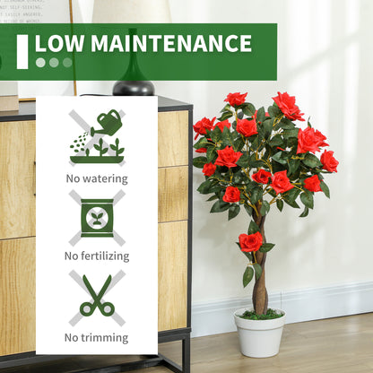 Elsu Set Of 2 Artificial White Rose Floral Plants In Pots H8 90cm Red