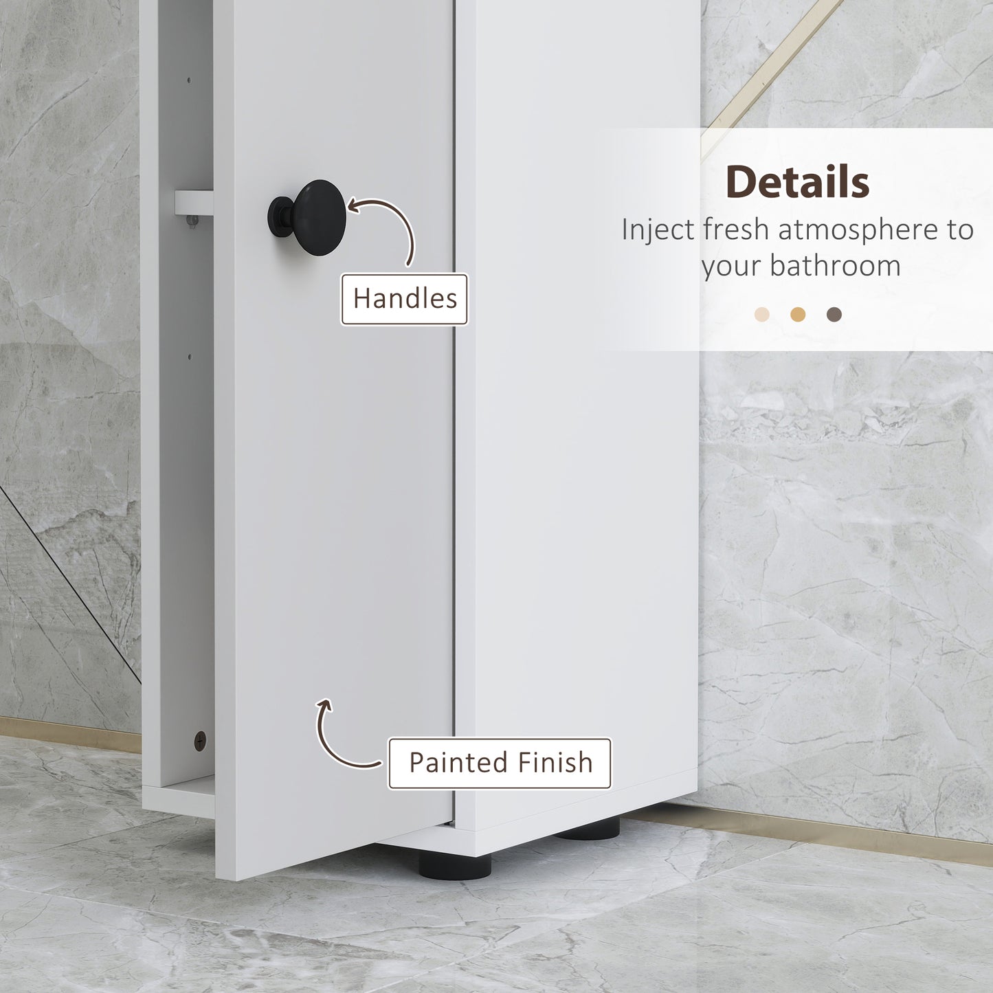 Pabaha Tall Slim Bathroom Storage Cabinet With Drawers Shelves And Cupboards Light Grey