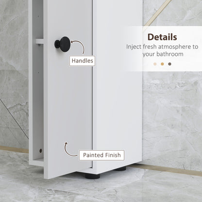 Pabaha Tall Slim Bathroom Storage Cabinet With Drawers Shelves And Cupboards Light Grey