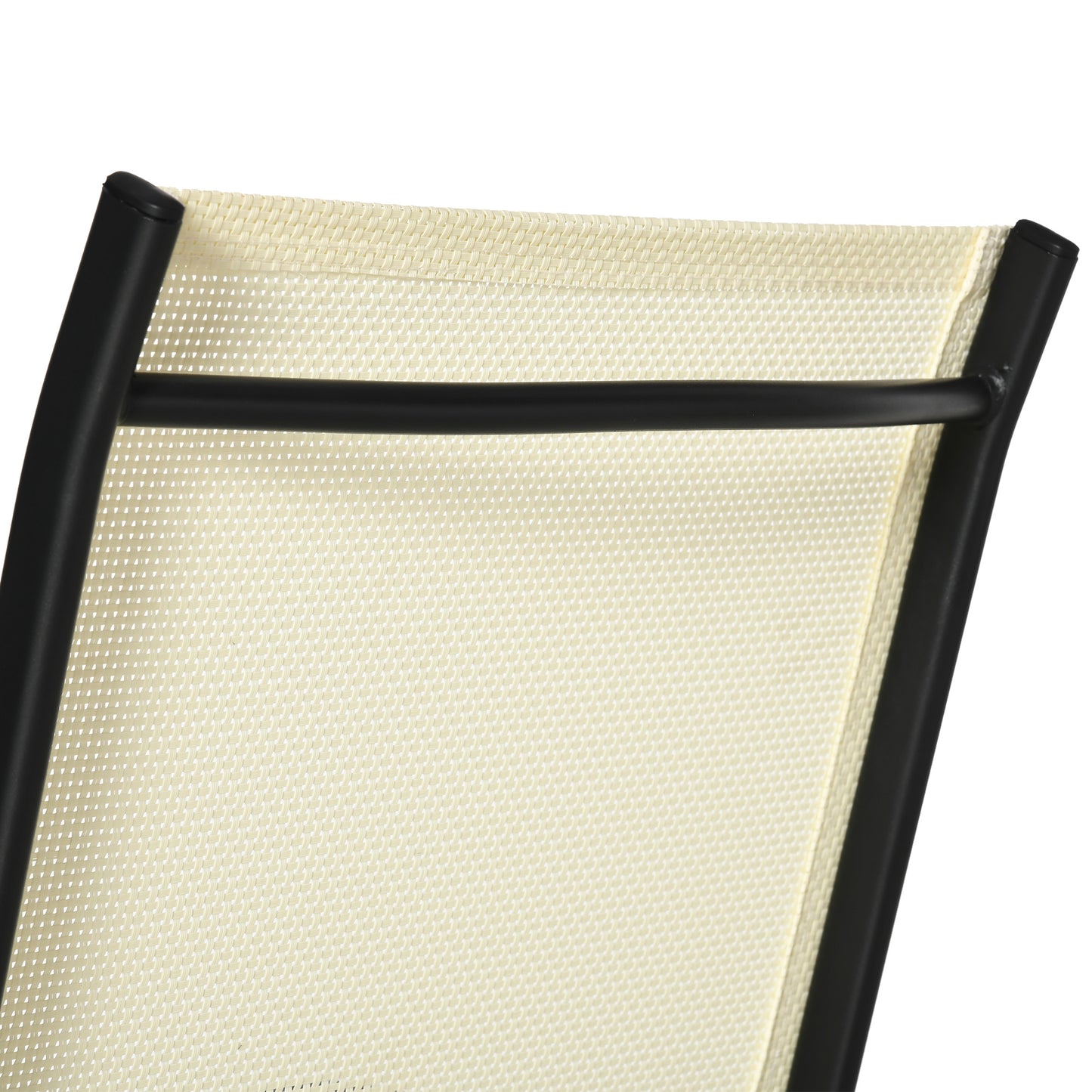 Lizzetto Set Of 2 Black Metal and Beige Mesh Folding Garden Chairs