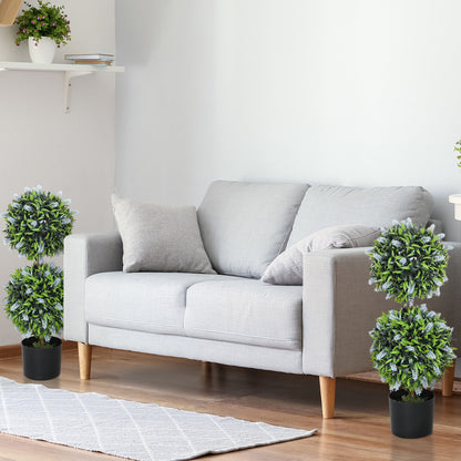 Mazifi Set Of 2 Artificial Lavender Flower Ball Trees In Pots H8 70cm Blue