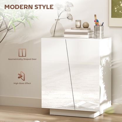Ranifa Modern High Gloss White Freestanding Storage Cabinet 2 Doors