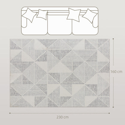 Nokado Polyester Grey Geometric Non Slip Washable Rug 230 x 160 cm