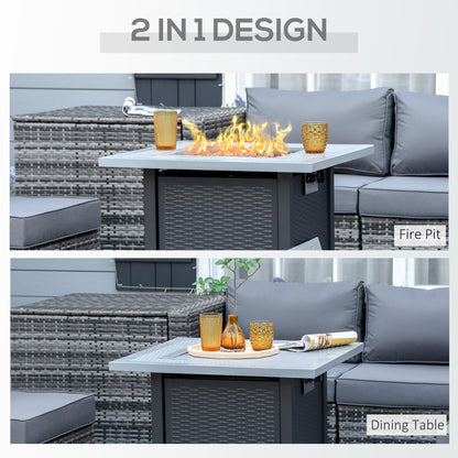 Elmosu Steel And Resin Black And Grey Square Gas Fire Pit Table